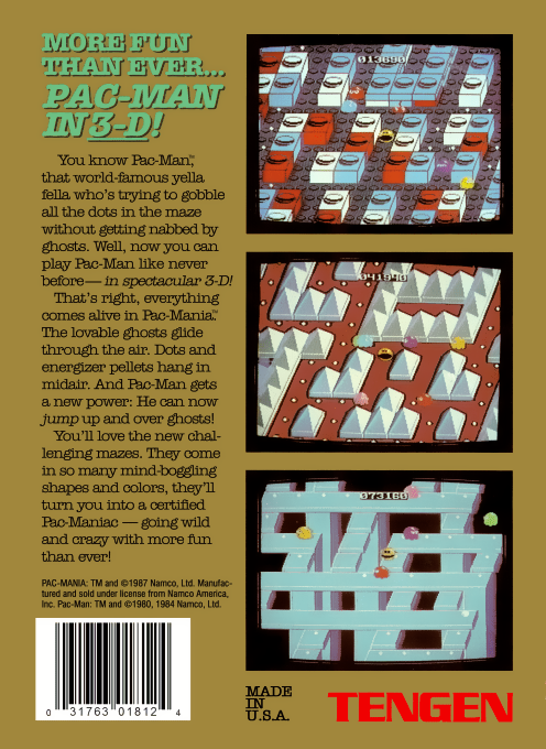 Pac-Mania (Homebrew) — Box back